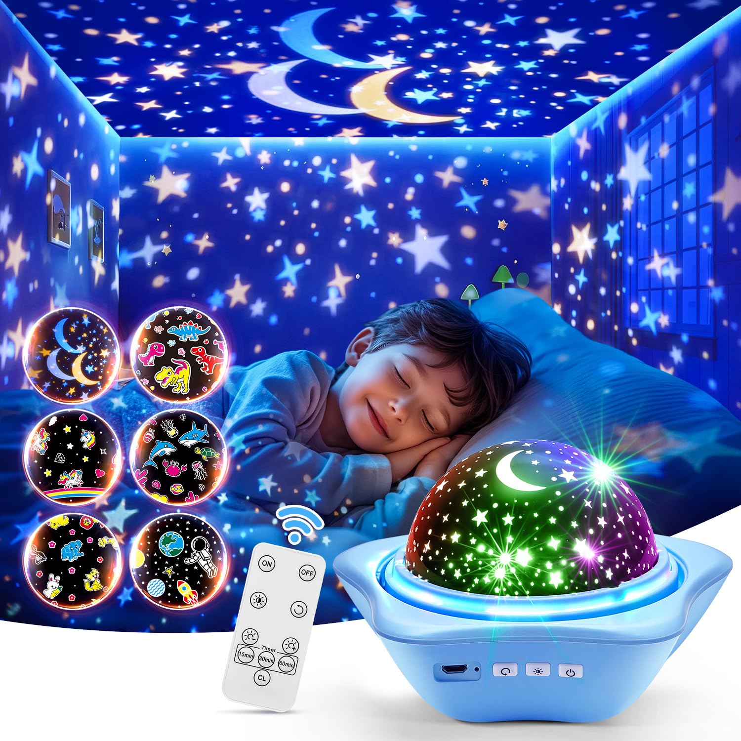 Kids Starry Projector Night Light | Galaxy Moon Lamp for Children’s Bedrooms